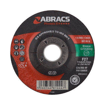 Abracs Phoenix Flat Stone Grinding Disc 125mm x 6.0mm x 22.23mm