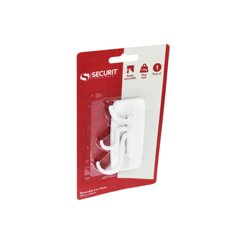 Securit Removable 3 In 1 Hook 85 x 37mm
