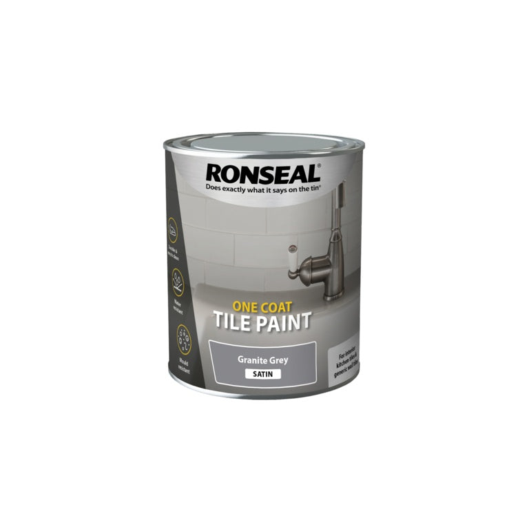 Ronseal Pintura para azulejos One Coat 750ml Granito Gris Satinado