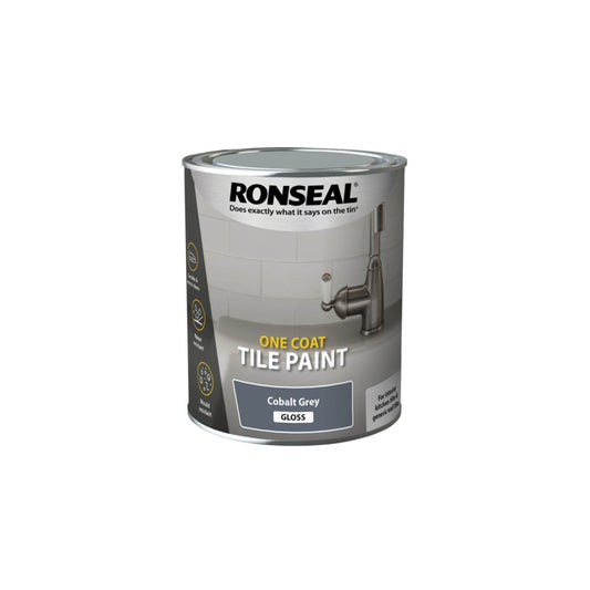 Ronseal One Coat Tile Paint 750ml Colbalt Grey Gloss