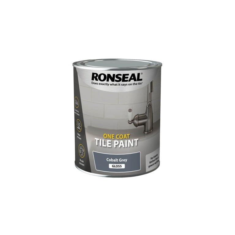 Pintura para azulejos Ronseal One Coat, 750 ml, gris colbalto brillante