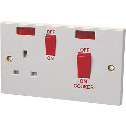 Dencon 45A Cooker Panel with 13A Socket and Pilot Lamp to BS4177 Bubble Packed