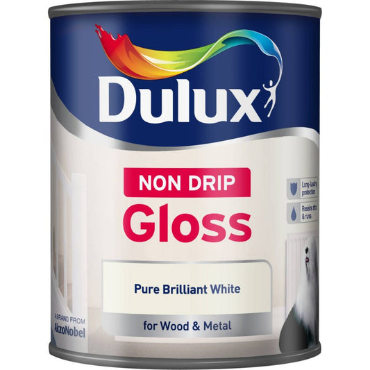 Dulux Non Drip Gloss 750ml Pure Brilliant White