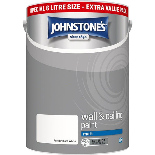 Johnstone's Mur et Plafond Mat 6L Blanc Brillant