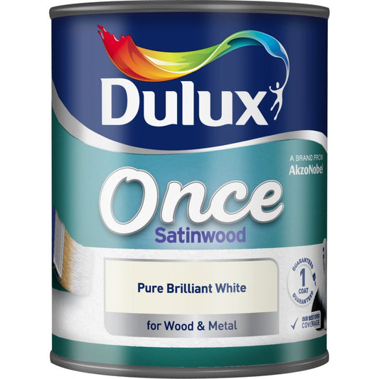 Dulux Once Coat Satin Wood 750ml Brilliant White