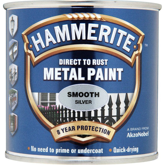 Peinture métal Hammerite lisse 250 ml argent