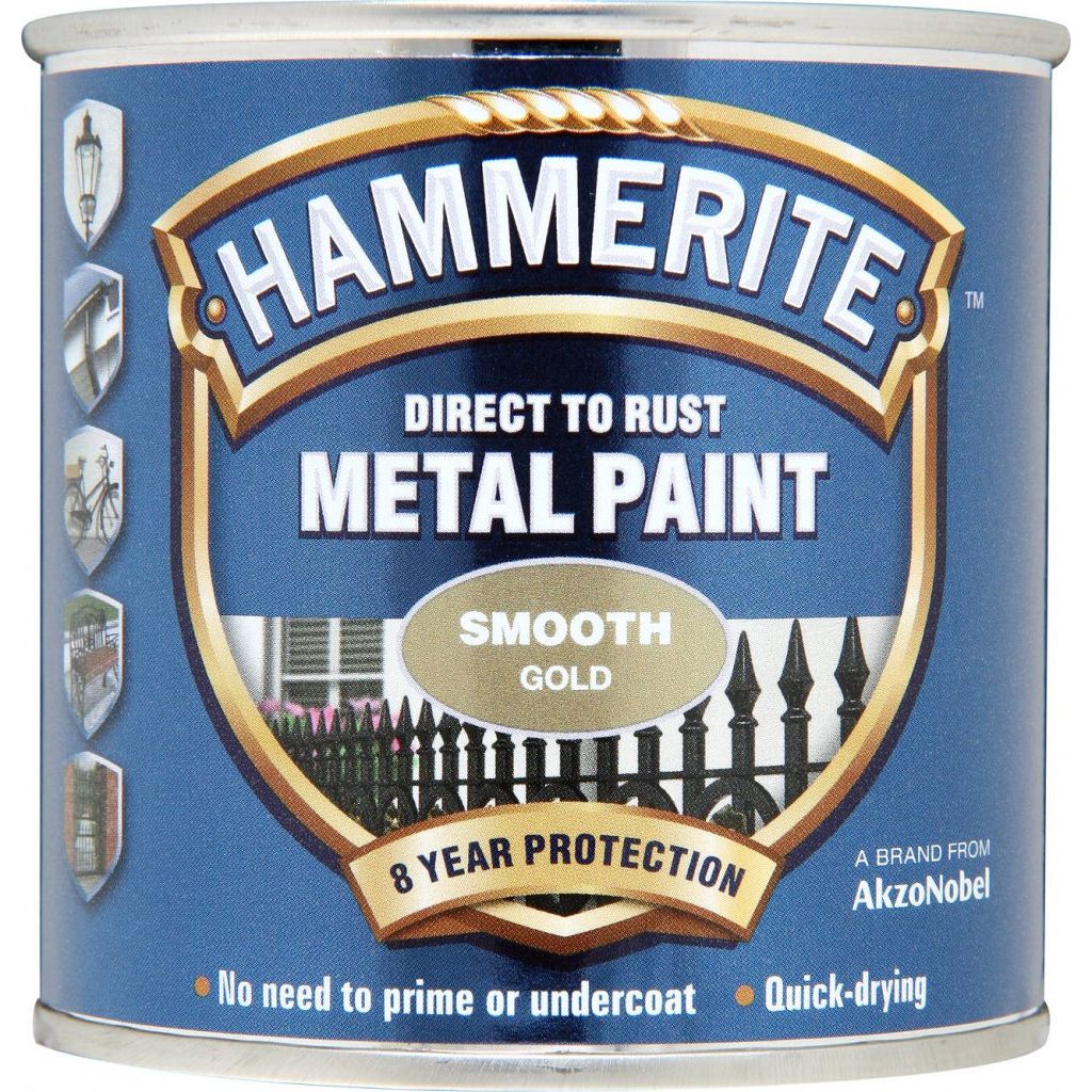 Peinture Métallique Hammerite Lisse 250ml Or