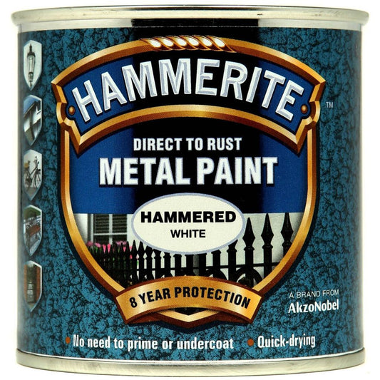 Peinture métal Hammerite martelée 250 ml blanc