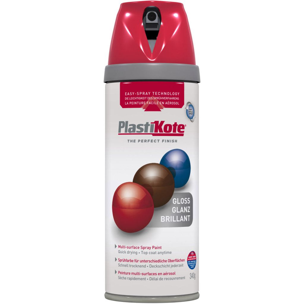 Plastikote Twist &amp; Spray Peinture 400 ml Rouge Vif Brillant