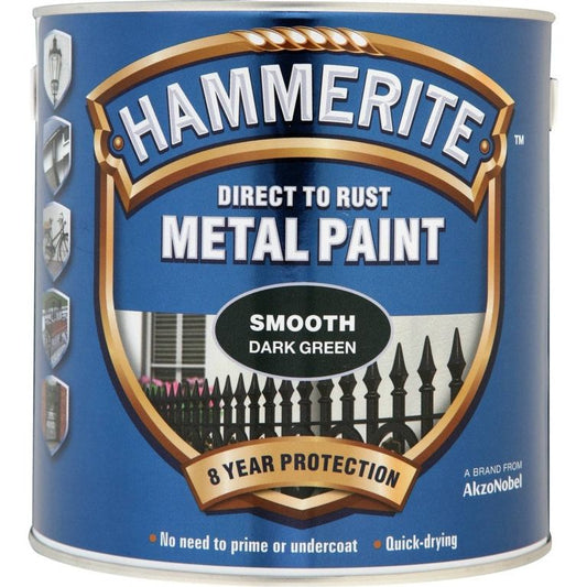 Peinture métal Hammerite lisse 250 ml vert foncé