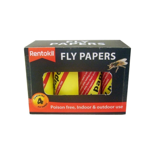 Paquete de cuatro papeles para moscas Rentokil