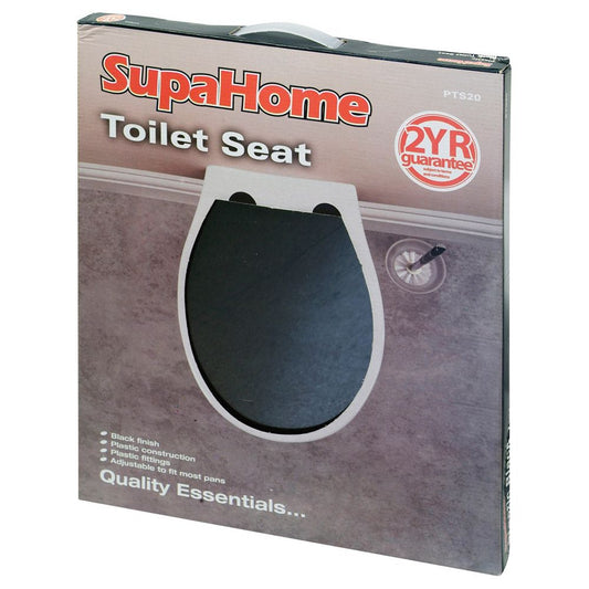 Siège de toilette SupaHome en plastique noir