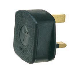 Dencon 13A, 3 Pin Rubber Plug Black to BS1363/A Bubble Packed