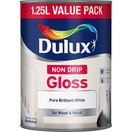 Dulux Non Drip Gloss 1.25L Pure Brilliant White
