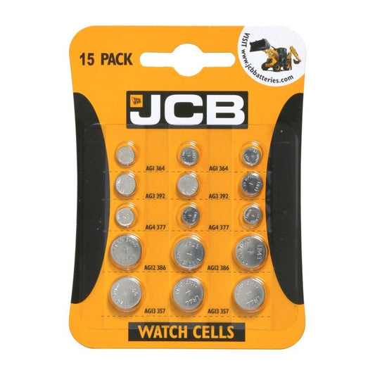 Piles alcalines pour montre JCB, paquet de 15