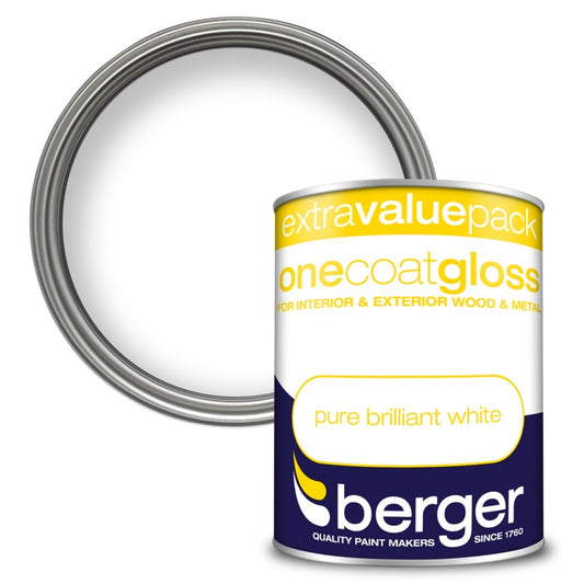 Berger One Coat Gloss 1.25L Pure Brilliant White