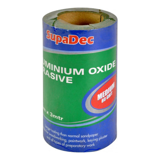 Rollo de óxido de aluminio SupaDec de grado medio, grano 80, 3 m