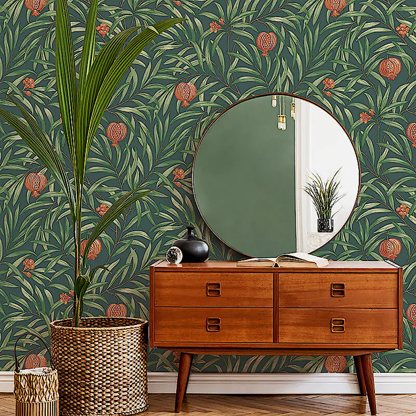 Belgravia Pomegranate Leaf  Wallpaper