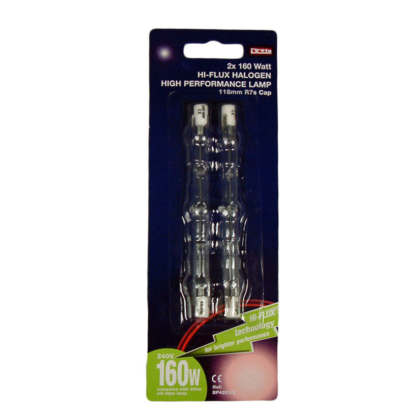 Dencon 160W 117mm Halogen Tube Bubblepack - 2 Pack