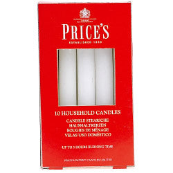 Price's Candles Velas para el hogar, paquete de 10, color blanco