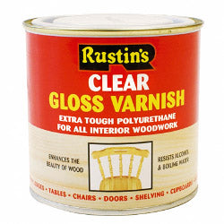 Rustins Polyurethane Gloss Varnish 250ml Clear - Gloss
