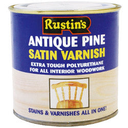 Rustins Polyurethane Satin Varnish 250ml Antique Pine