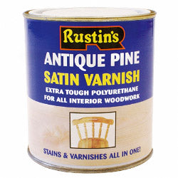 Rustins Polyurethane Satin Varnish 500ml Antique Pine