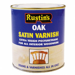 Rustins Polyurethane Satin Varnish 500ml Oak