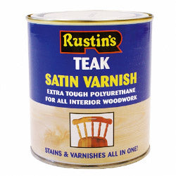 Rustins Polyurethane Satin Varnish 500ml Teak