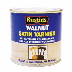 Rustins Polyurethane Satin Varnish 250ml Walnut